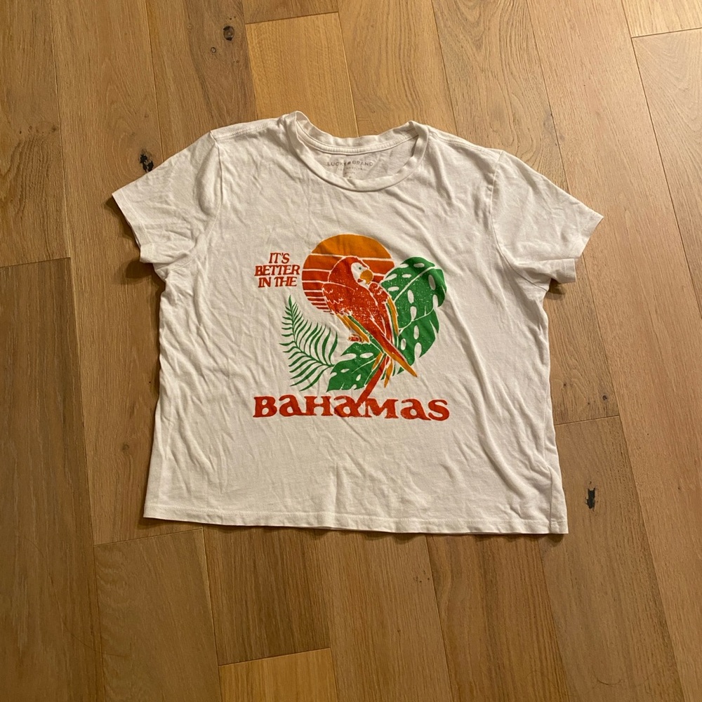 Lucky Brand White Tee with Orange Graphic